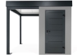 GARDEON® Mini zahradní domek s dveřmi Hörmann a přístřeškem na levé straně